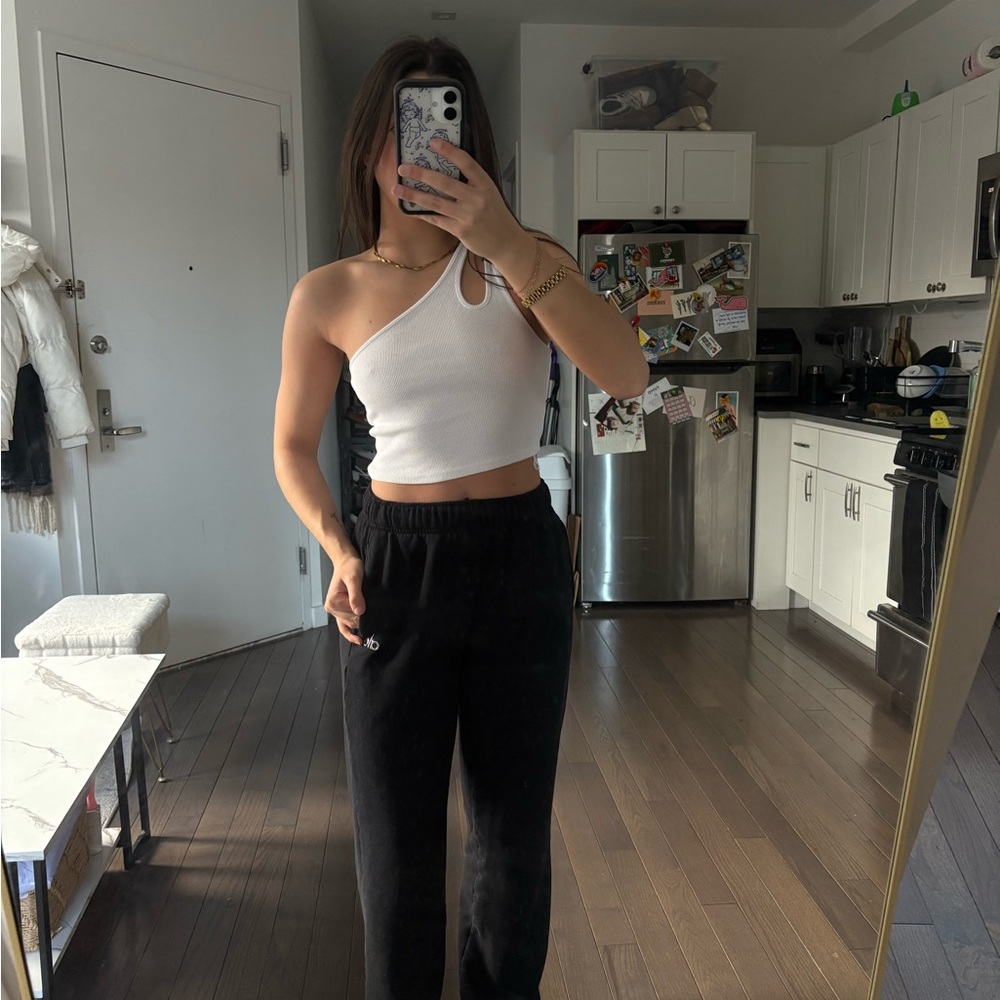 Zara White One-Shoulder Tank Top